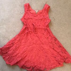 Dark Coral Flower Printed Dress